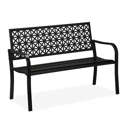 Black Steel Garden Bench – Geometric Design