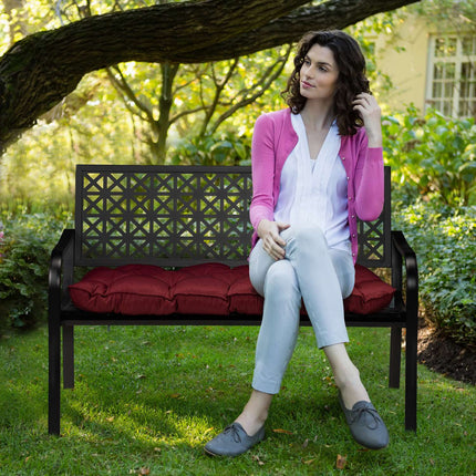 Black Steel Garden Bench – Geometric Design
