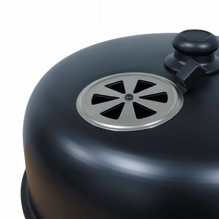 Black Steel Smoker with Thermometer and Water Bowl