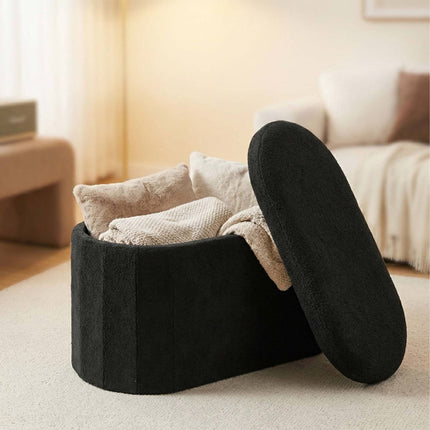 Black Teddy Fabric Storage Bench – 38 x 76 x 38 cm