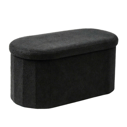 Black Teddy Fabric Storage Bench – 38 x 76 x 38 cm