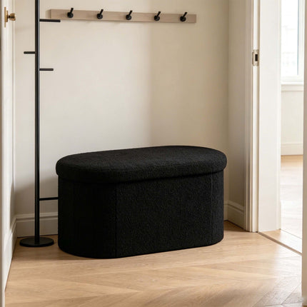 Black Teddy Fabric Storage Bench – 38 x 76 x 38 cm