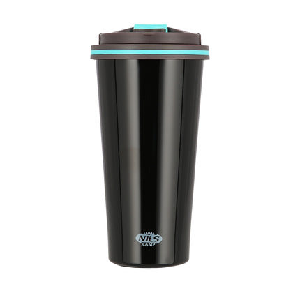 Schwarzer Thermobecher, 530 ml, isolierter Edelstahl
