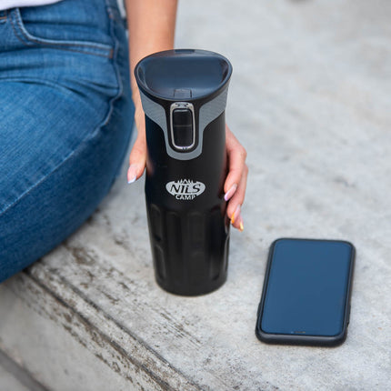 Black Thermal Cup, 500ml, Insulated Stainless Steel