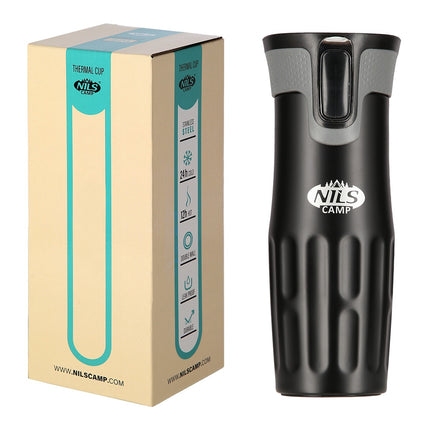 Black Thermal Cup, 500ml, Insulated Stainless Steel