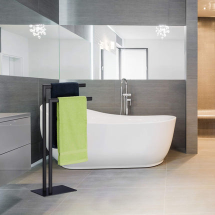 Black Towel Rack with 2 Bars