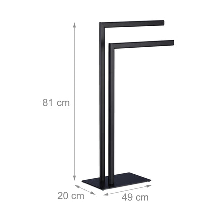 Black Towel Rack with 2 Bars