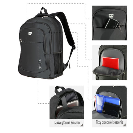 Black Urban Backpack, Durable, Spacious, Unisex