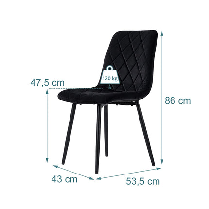 Black Velvet Dining Chairs, Set of 4 – Modern Upholstered Seats