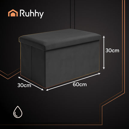 Schwarzer Samt-Pouf, 60x30x30 cm