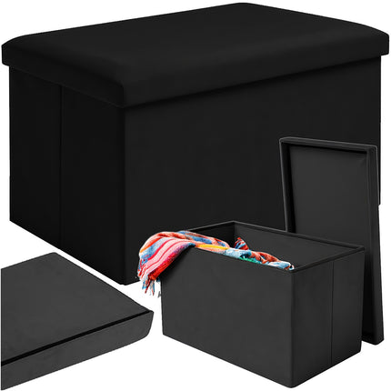 Schwarzer Samt-Pouf, 60x30x30 cm