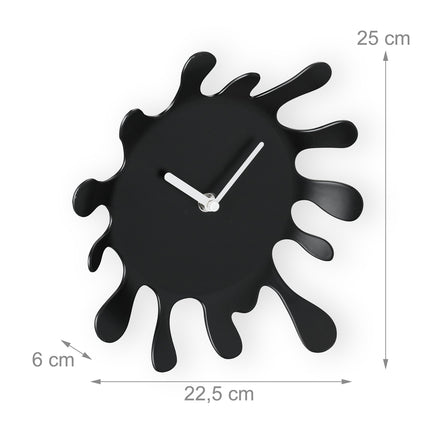 Black Wall Clock, Unique Splash Shape Design