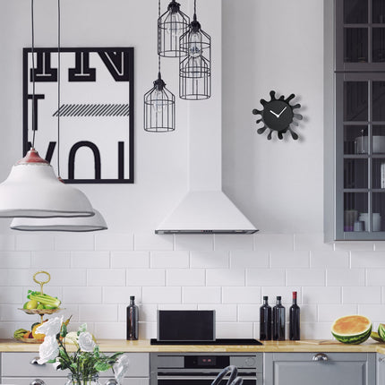 Black Wall Clock, Unique Splash Shape Design