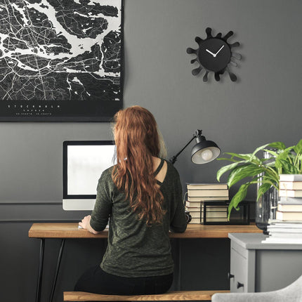 Black Wall Clock, Unique Splash Shape Design
