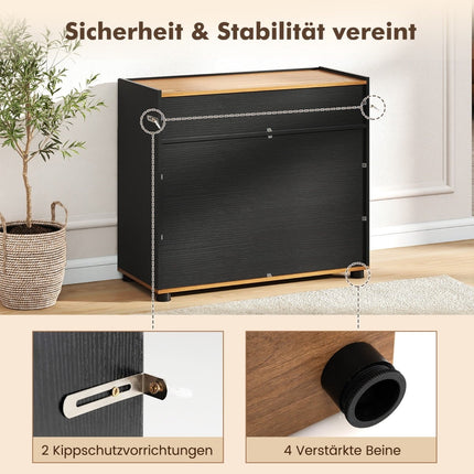 Schwarzes Sideboard aus Holz mit Schublade und 2 Türen, 80cm
