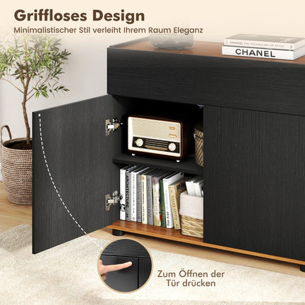 Schwarzes Sideboard aus Holz mit Schublade und 2 Türen, 80cm