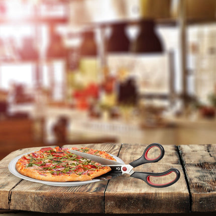 Coupe-pizza noir et rouge avec dispositif de levage