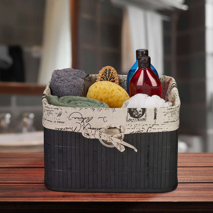 Black bamboo storage basket