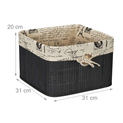 Black bamboo storage basket