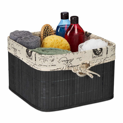 Black bamboo storage basket