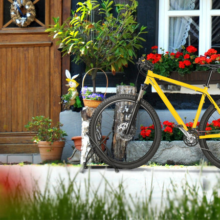 Black bike rack for 2 bikes