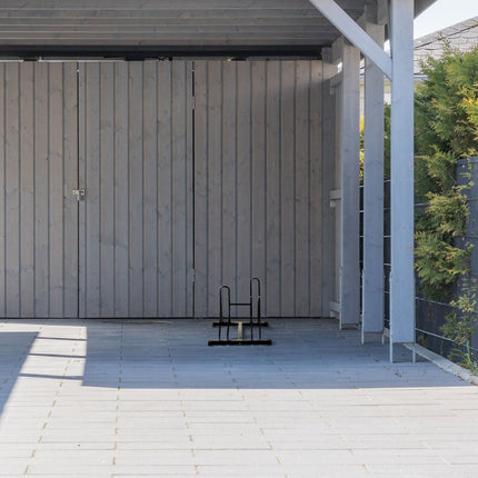 Black bike rack for 2 bikes