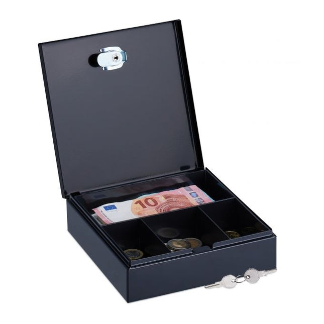 Schwarze Geldkassette mit 2 Schlüsseln