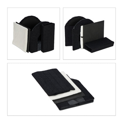 Black cat hide with scratching surface