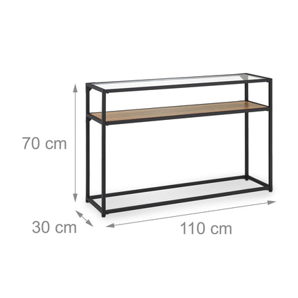 Table console noire avec 2 étagères