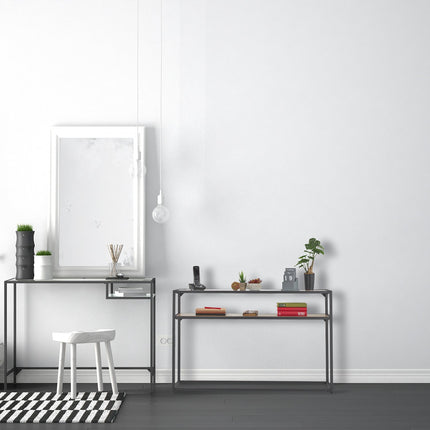 Table console noire avec 2 étagères