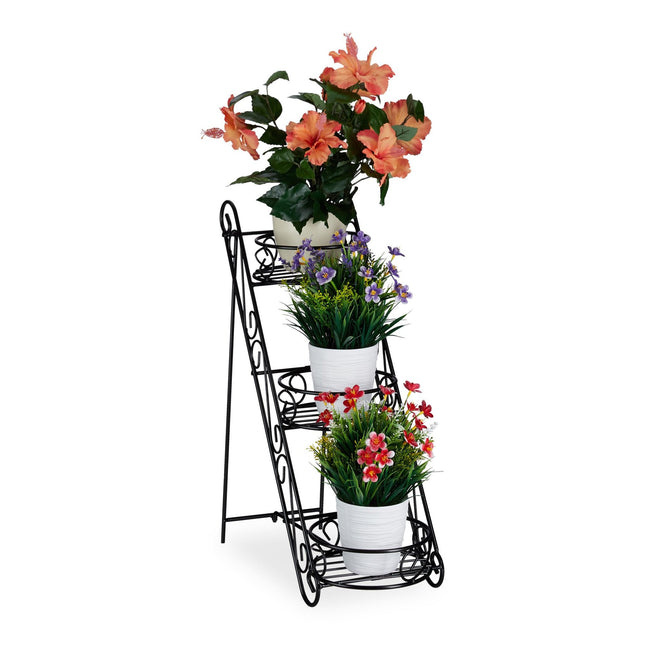 Schwarzer Blumenständer aus Metall