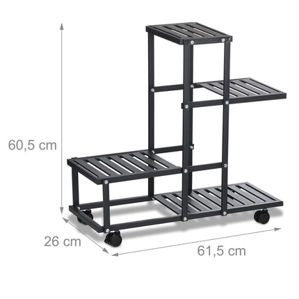 Black flower stand with wheels