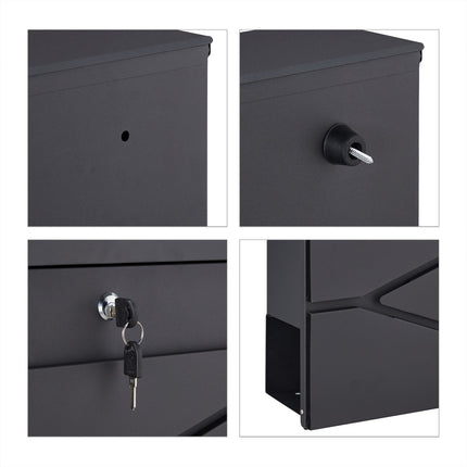 Boîte aux lettres noire avec porte-journaux