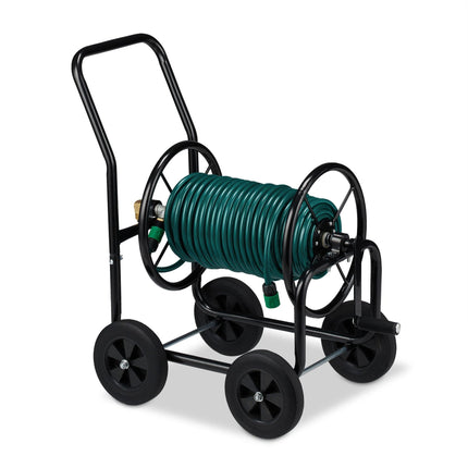 Black metal hose reel