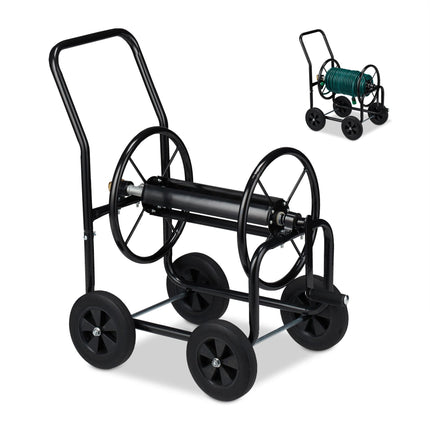 Black metal hose reel
