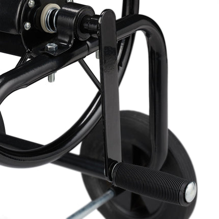 Black metal hose reel