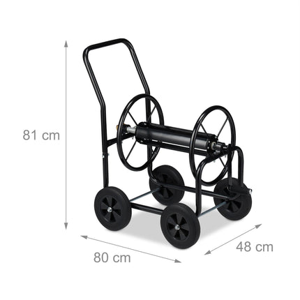 Black metal hose reel