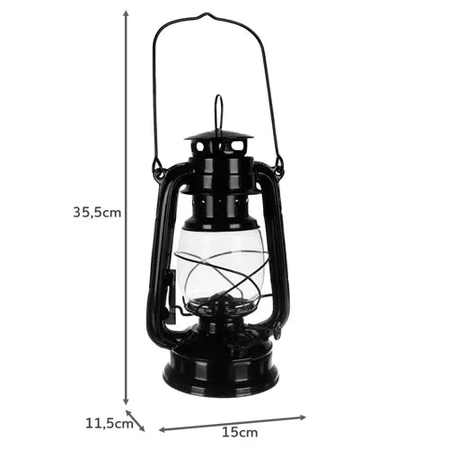 Schwarze Öllampe 24cm 