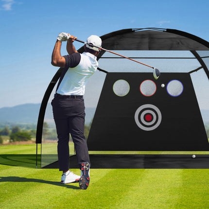 Black practice net for golf