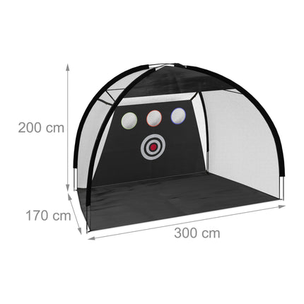 Black practice net for golf