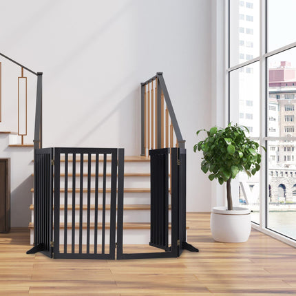 Portail de sécurité noir avec porte 92 cm
