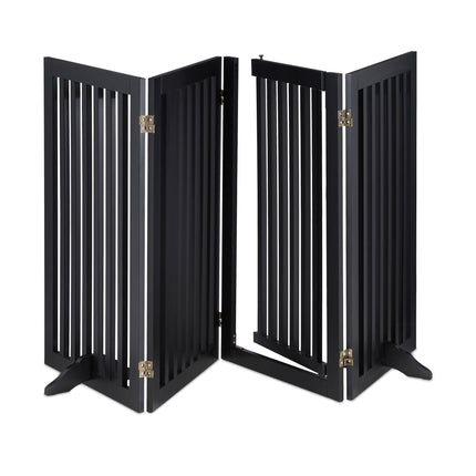 Portail de sécurité noir avec porte 92 cm