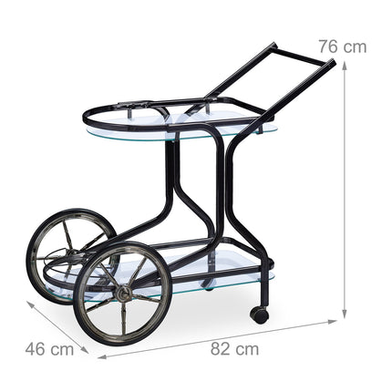 Black serving trolley with 2 levels