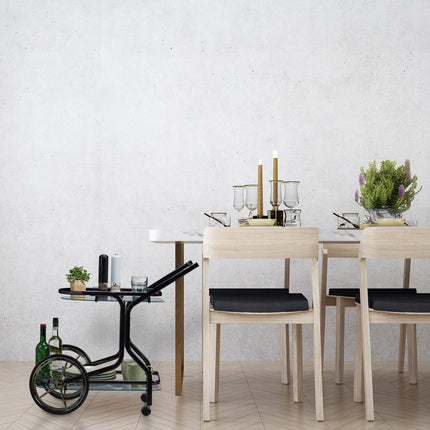 Black serving trolley with 2 levels