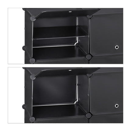 Schwarzer Schuhschrank mit 12 Fächern