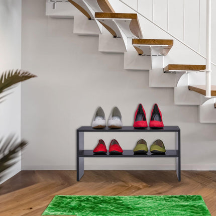 Black shoe shelf with 2 shelves