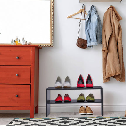 Black shoe shelf with 2 shelves