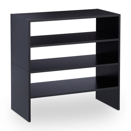 Black shoe shelf with 2 shelves