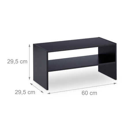 Black shoe shelf with 2 shelves