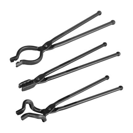 Blacksmith Tongs Set, 3-Piece 18 in Carbon Steel, V-Bit Wolf ZV